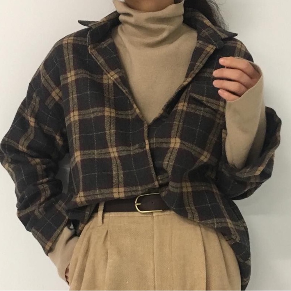 OAK + FORT Unisex Brown Plaid Flannel